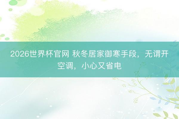 2026世界杯官网 秋冬居家御寒手段，无谓开空调，小心又省电
