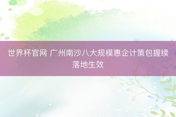 世界杯官网 广州南沙八大规模惠企计策包握续落地生效