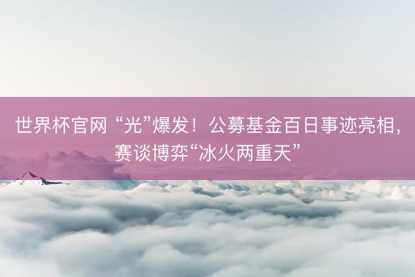 世界杯官网 “光”爆发！公募基金百日事迹亮相，赛谈博弈“冰火两重天”